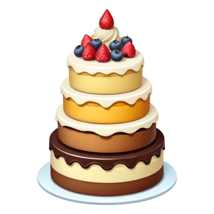 A layered tower of desserts with frosting sticker