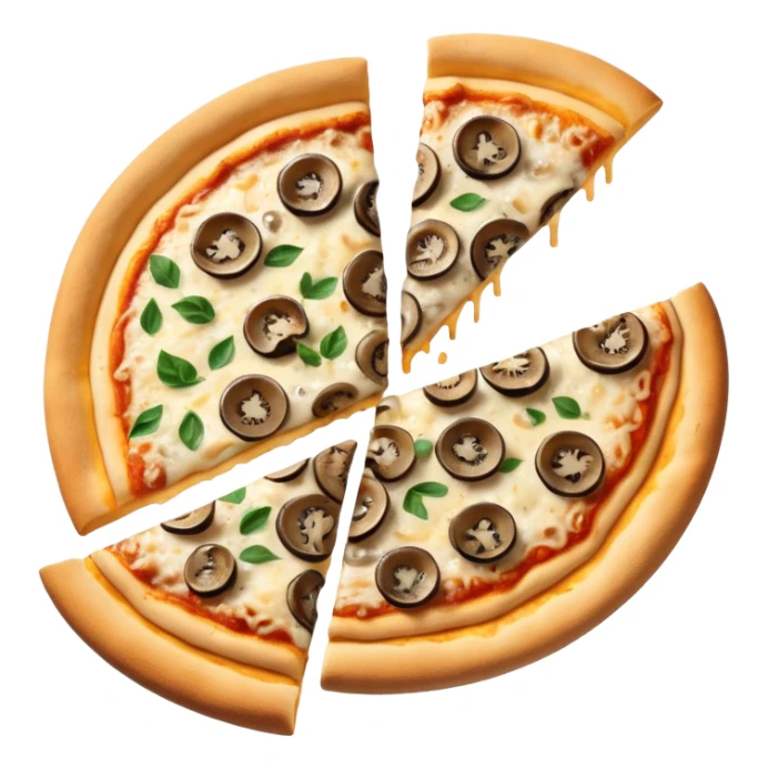 Cheese and sliced Mushroom pizza no leaves  sticker