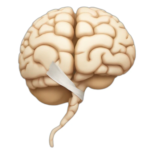 brain with a bandage stuck on the side of it sticker