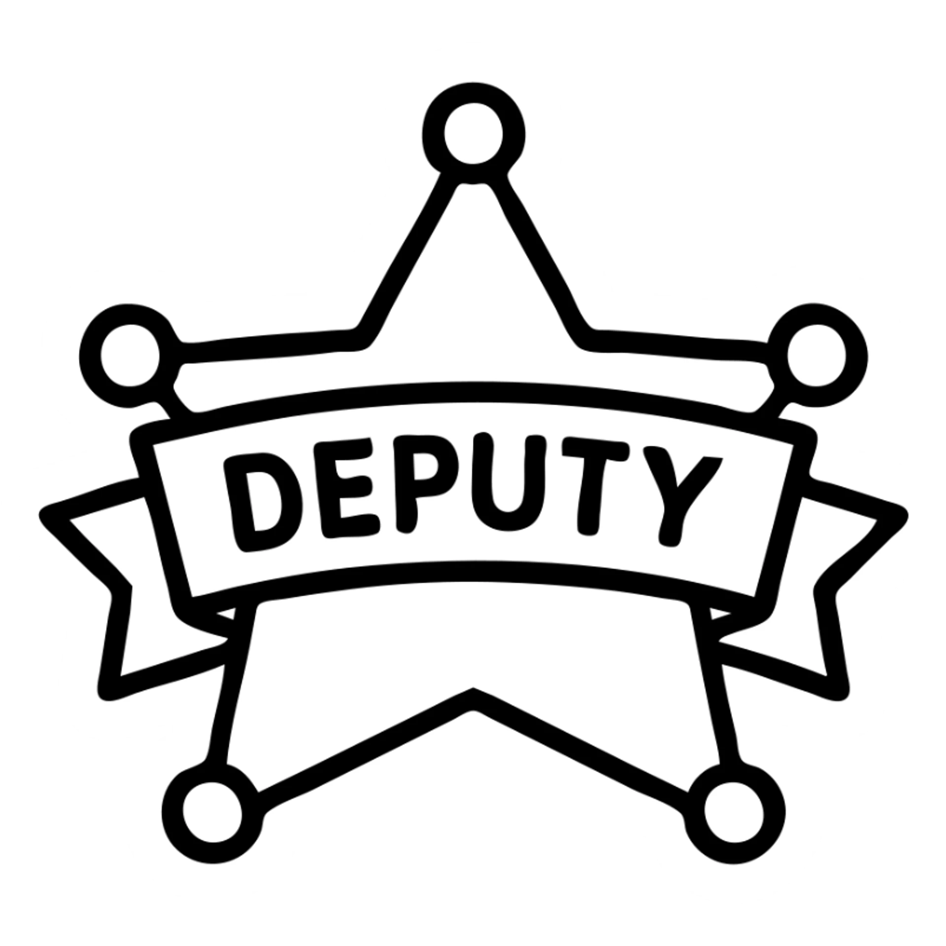 stylized star with banner sheriff's deputy rank emblem modern law enforcement badge sticker