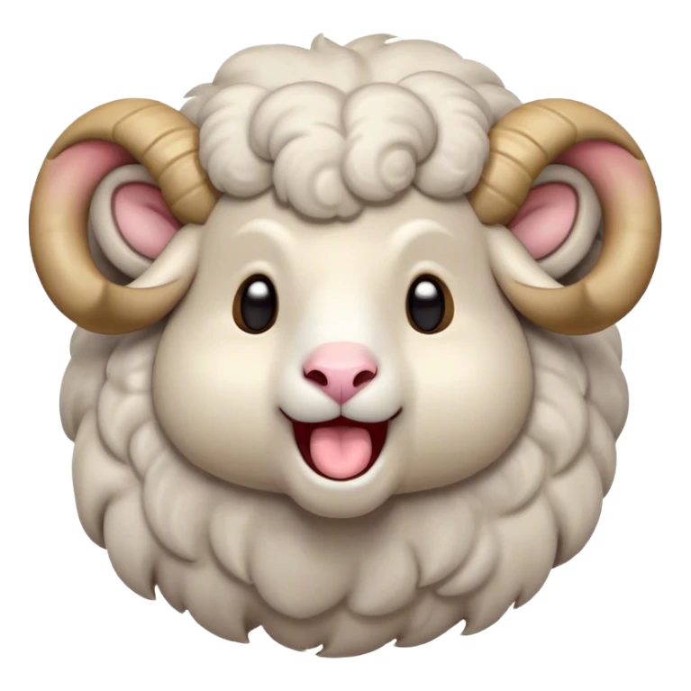 Cinematic Cute Yawning Ram Portrait Emoji, Head tilted slightly with a dramatic, wide-open yawn, showcasing a soft, woolly grey fur with gently drooping horns and ears, round dark eyes barely open in drowsy contentment, Simplified yet irresistibly adorable features, highly detailed, glowing with a soft, cozy glow, high shine, relaxed yet expressive, stylized with a touch of rugged whimsy, bright and endearing, soft glowing outline, capturing the essence of a sleepy yet affectionate ram, so drowsy it feels like it could stretch out of the screen and curl up for a nap! sticker