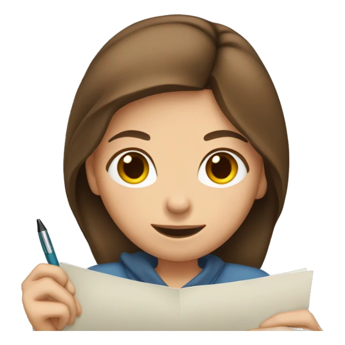 girl with brown hair writing or sending letter  sticker