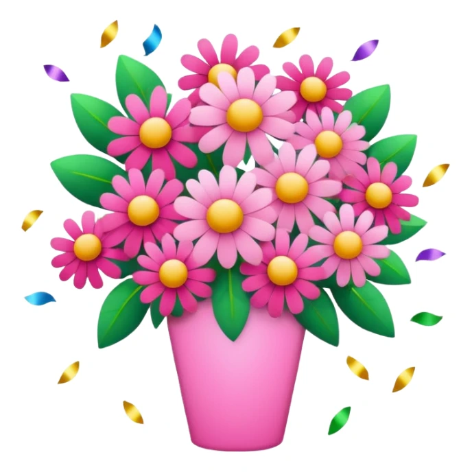 pink flower bouquet with confetti sticker