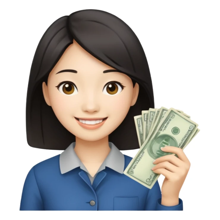 Hot Asian girl with money  sticker
