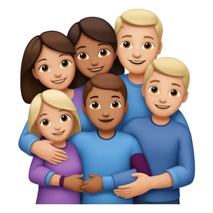 family of 5 hugging each other sticker