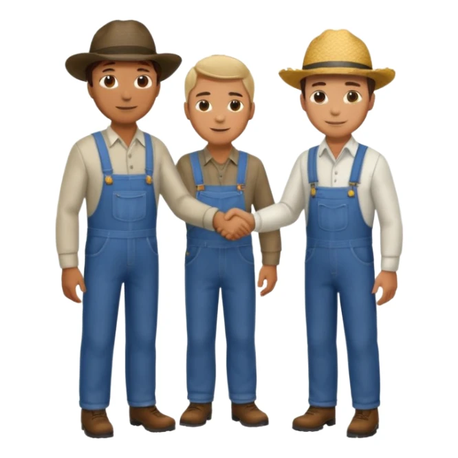 Man in a suit shaking hands with a farmer sticker