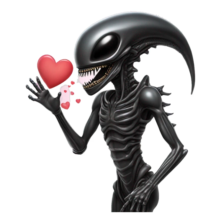 xenomorph alien in love flirty, with many hearts sticker