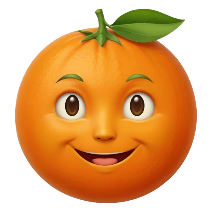 A tangerine 🍊 with face of full moon 🌝 sticker