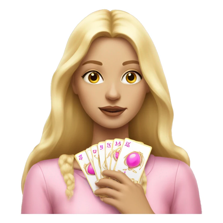 Blonde girl with pink pink tarot gold cards sticker