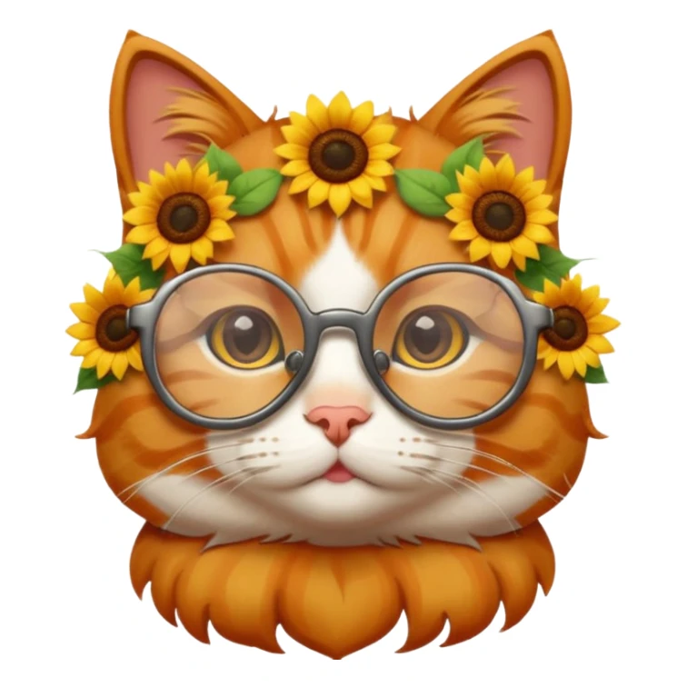 Cute cartoon cat with Sunflower glasses on sticker