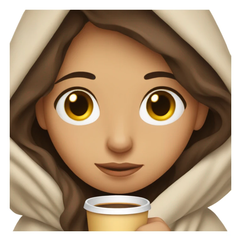 Brunette girl inside a blanket sipping coffee eyes closed sticker