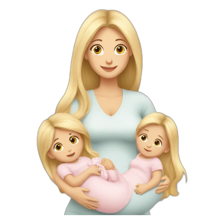 long hair blonde mother with 2 female newborns sticker