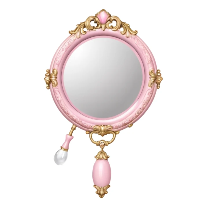 vintage rococo pale pink inflatable puffy hand held mirror sticker