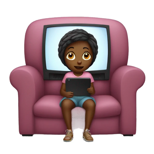 Couch potato african girl watching television sticker