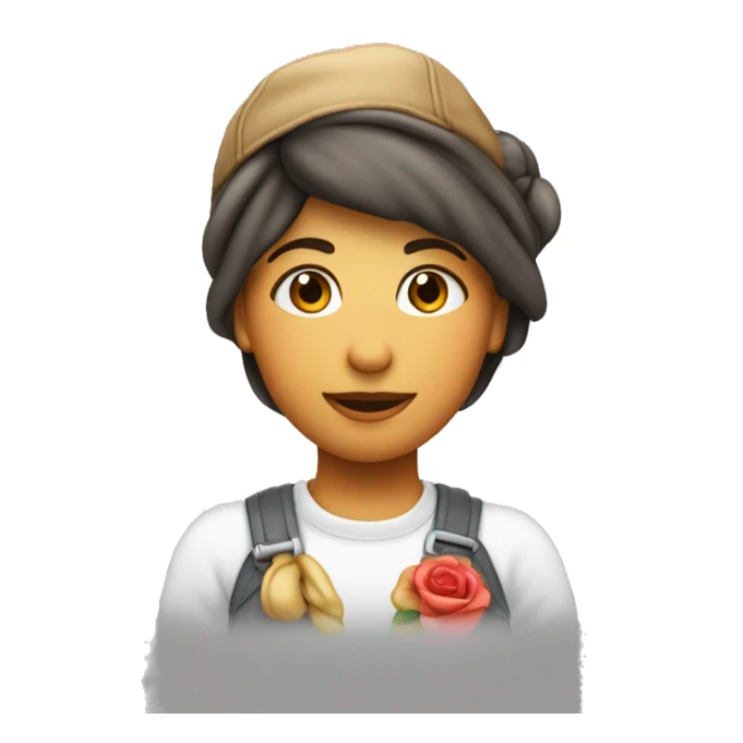 menina de cabelo cacheado com boné fazendo um coração com a mão sticker