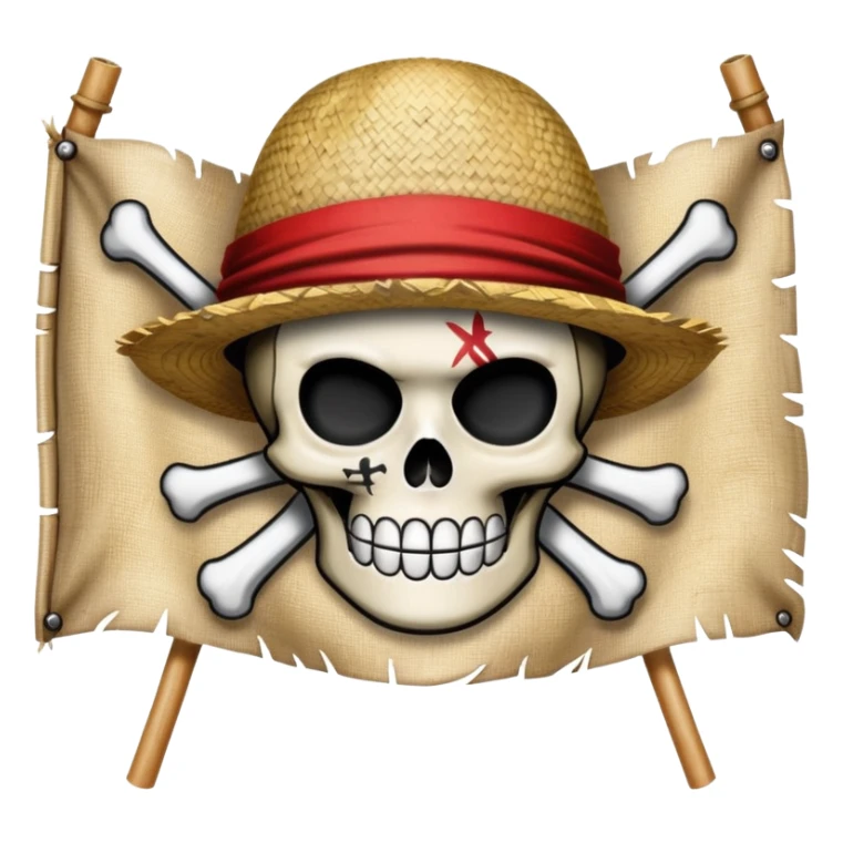 One Piece Straw Hat Pirates flag with skull wearing straw hat sticker