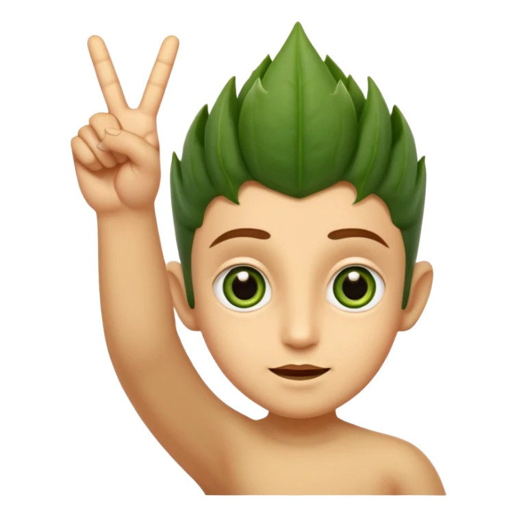 bhindi with big eyes antwo hands showing vitory sign sticker