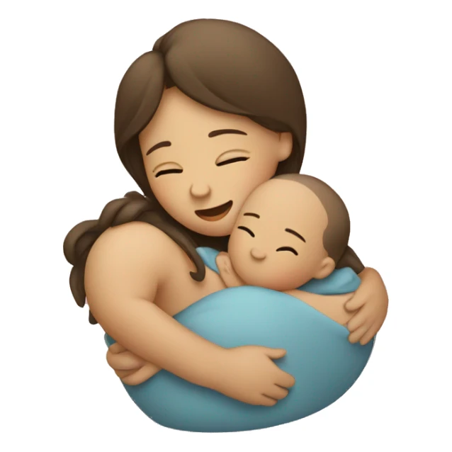 a baby hugging its mother sticker