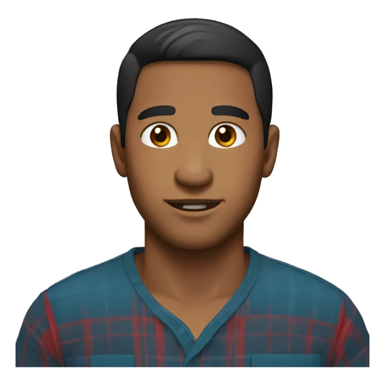 man with red shirt, black short hair and brown eyes sticker
