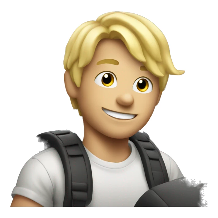 blonde boy smiling in car with smoke everywhere sticker