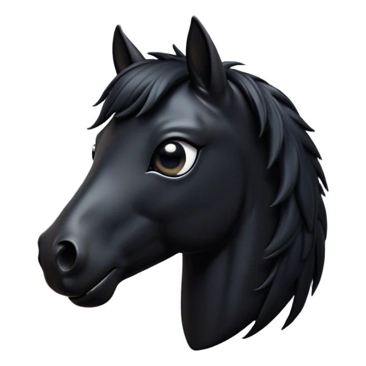 Cinematic Comical Black Horse Portrait Emoji, Head tilted dramatically with an exaggeratedly amused expression, featuring a striking jet-black fur with a glossy finish and wide, expressive dark eyes filled with playful disbelief, Simplified yet hilariously expressive features, highly detailed, glowing with a slightly sassy glow, high shine, dramatic yet playful, stylized with an air of cheeky mischief, bright and endearing, soft glowing outline, capturing the essence of a spirited and over-the-top horse, so meme-worthy it feels like it could side-eye its way into internet fame instantly! sticker