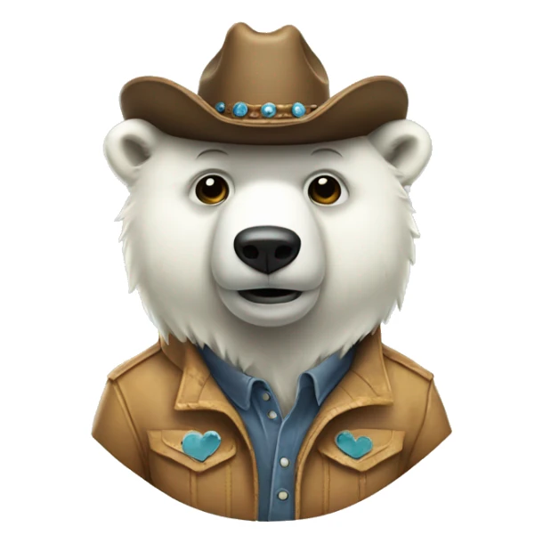 Full body if polar bear wearing cowboy hat with fancy mask sticker