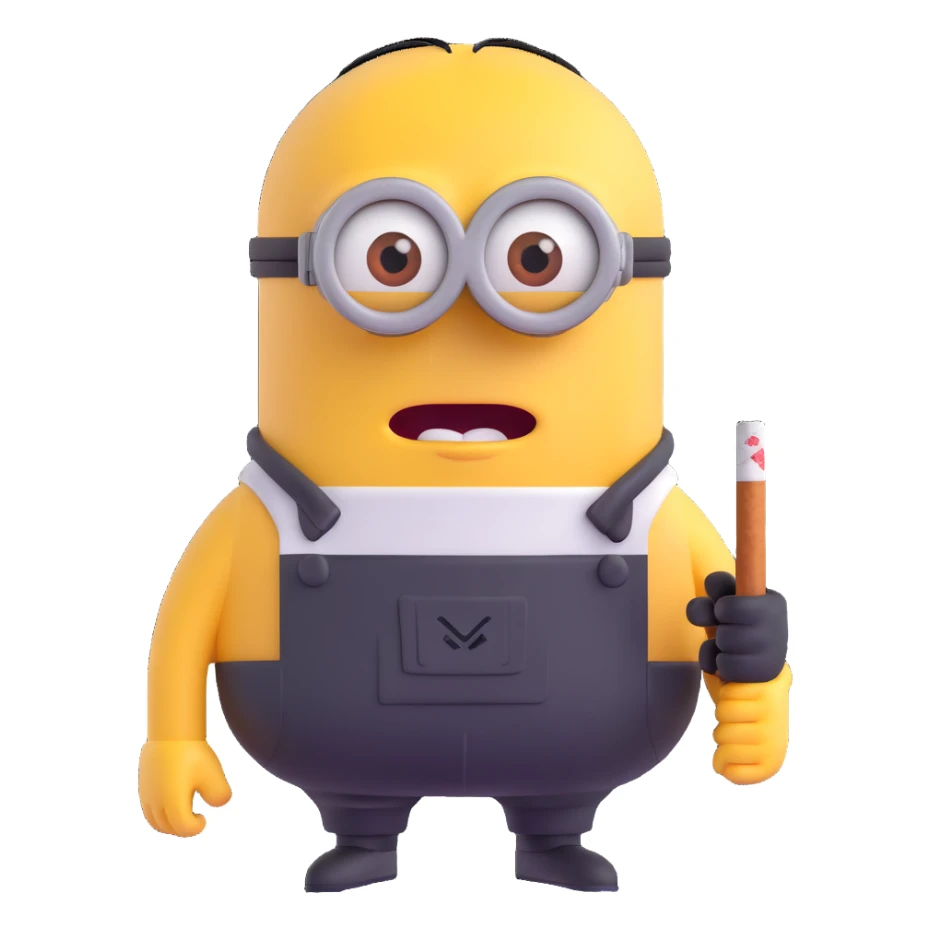 minion emoji in a prison uniform, angry expression, cigarette in mouth sticker