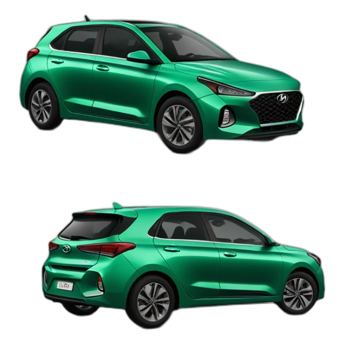 Voiture modèle i20 facelift 2024 hyundai couleur vert foncé sticker