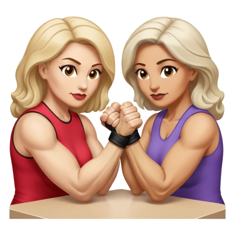 Two fitness ladies in their 50’s arm wrestling  sticker