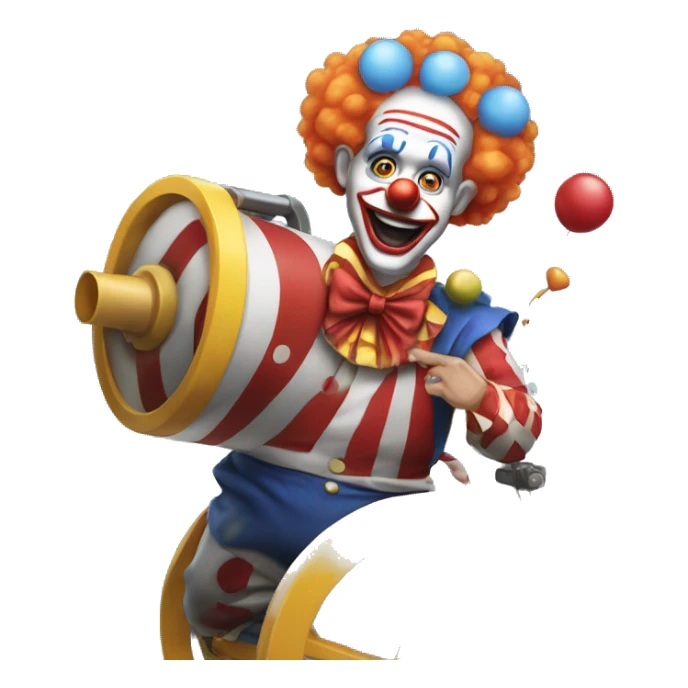 Clown busting out of a circus canon  sticker