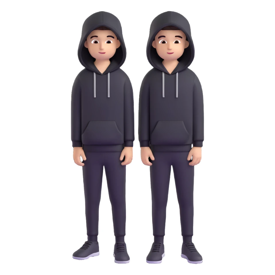 niño con jersei negro, pantalón negro y capucha sticker