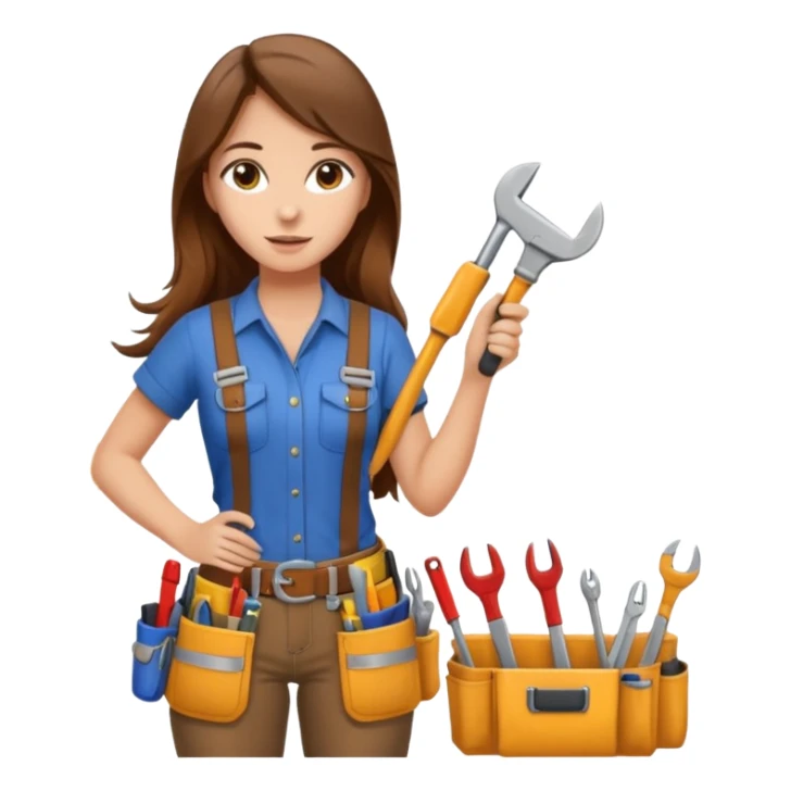 beautiful girl with long brown hair constructing new bedroom sticker