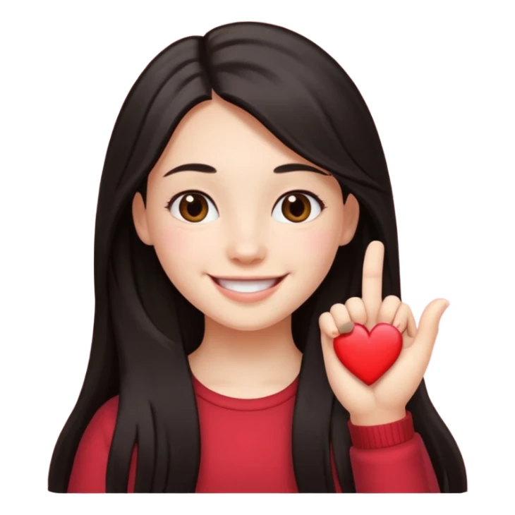 girl with dark long hair mini heart thumbs sticker