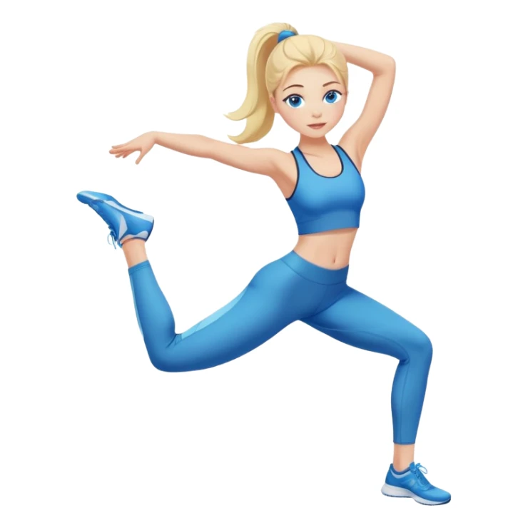 Blonde girl with blue eyes stretching in gym leggings sticker