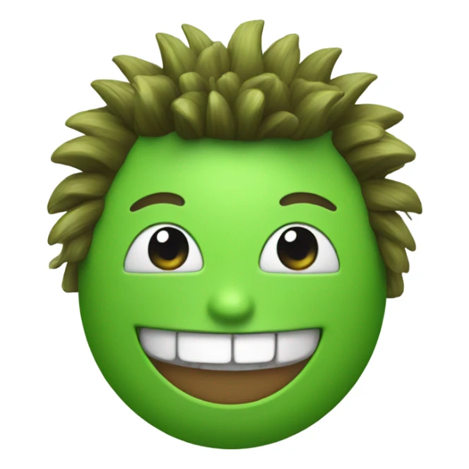 Green smiling 3d emoji with Mohawk and teeth sticker