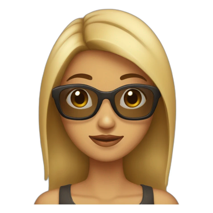 Chica morena con pelo largo y gafas marrones sticker