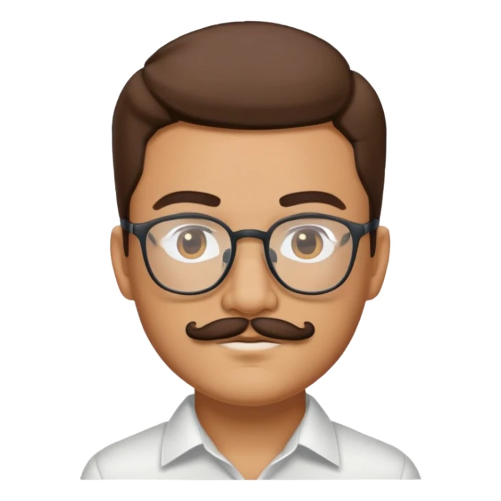 Moreno 1.63 de estatura bigote delgado lentes  sticker