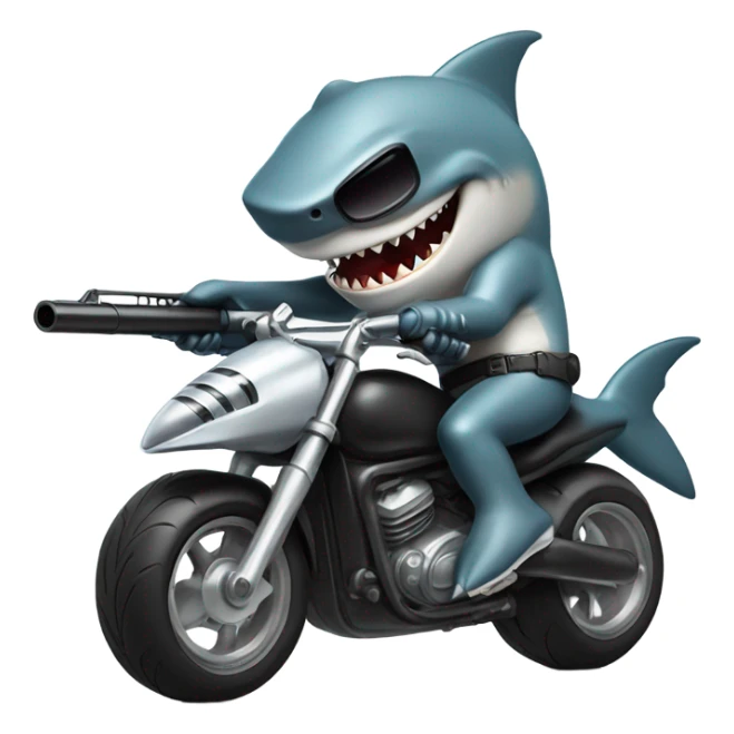 Shark with a gun riding a motorcycle  sticker