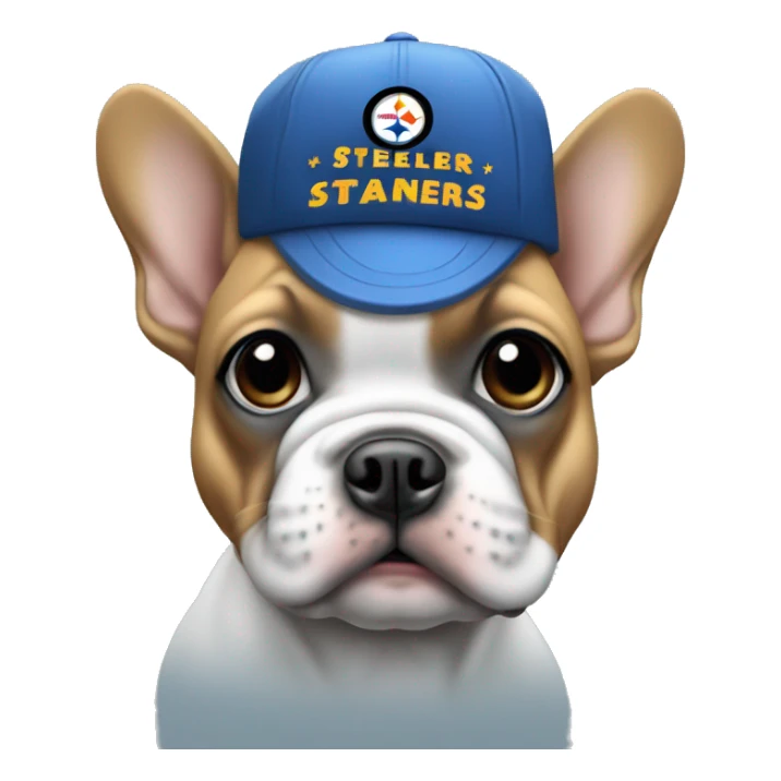 Blue frenchie girl wearing Steelers hat sticker