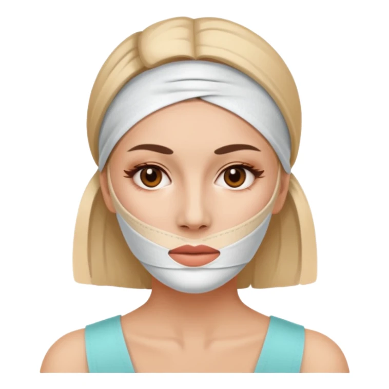 woman with facelift bandage her face sticker