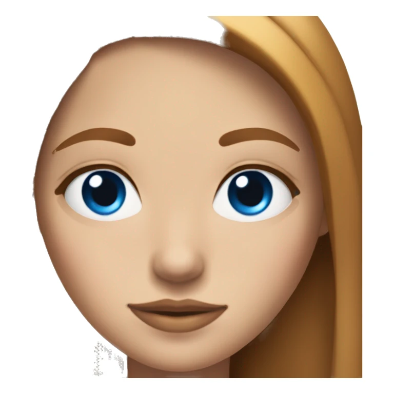 A girl with blue eyes, brunette thin eyebrows and beautiful straight caramel hair sticker