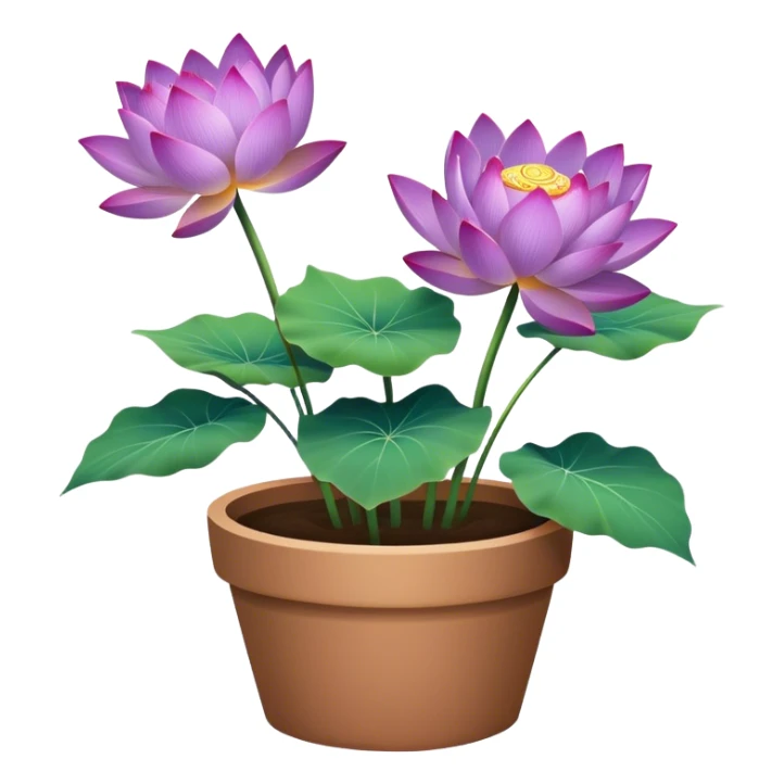 flower pot Purple Lotus,stem, Lotus leaf, bunch sticker