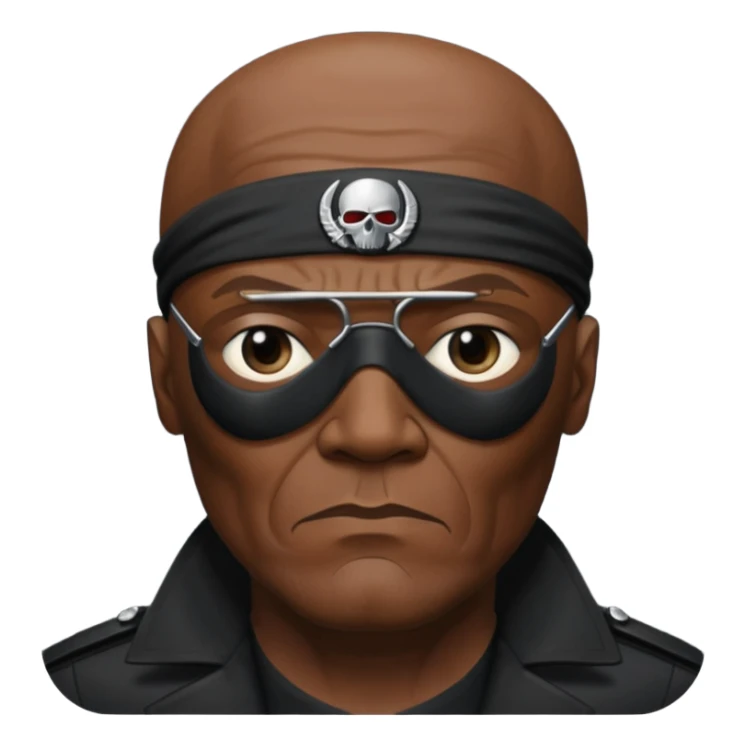 Create nick fury Superhero Emoji face only 1 eye patch black old person sticker