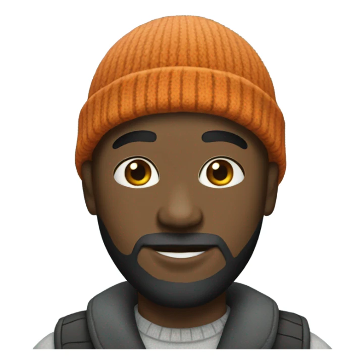 Black bald man with a beard and beanie sticker
