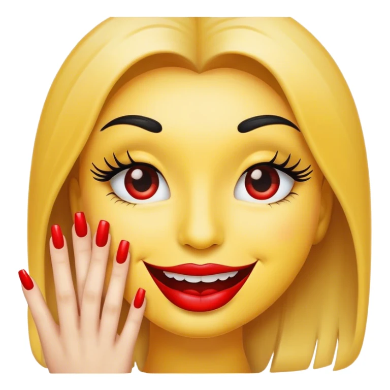 Smiley emoji have nails ,lashes and lips  sticker