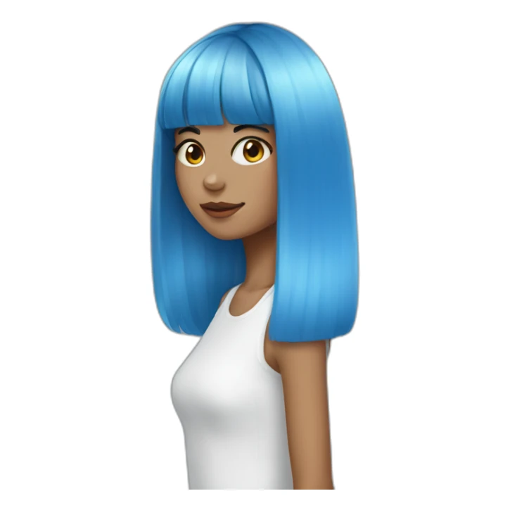 girl blue hair with bang sticker
