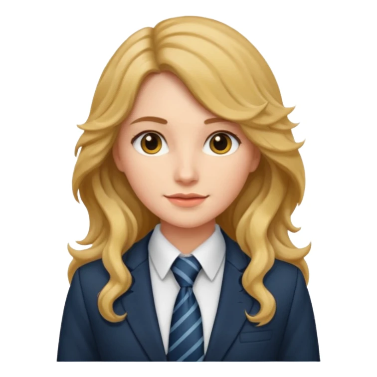 long wavy haired woman with tie and blazer sticker