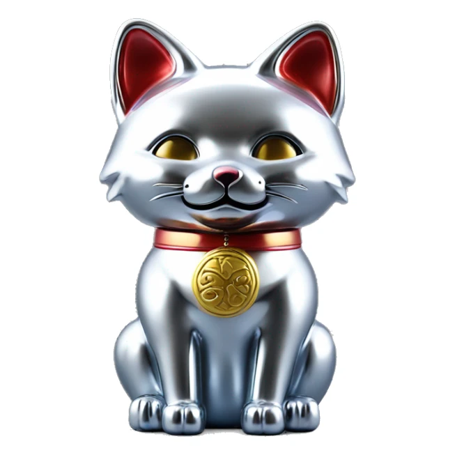 fully chrome fox statue in the form of maneki neko sticker