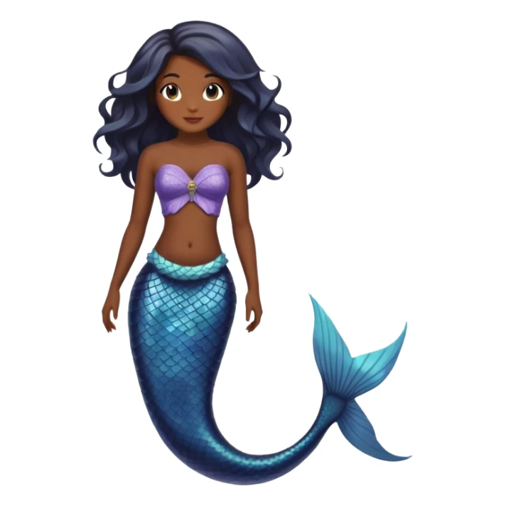 full body black mermaid with dark skin and fish tail sticker