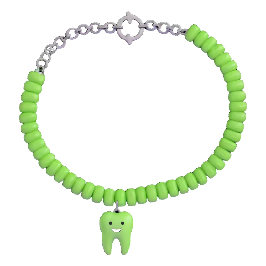 green bracelet with tooth charms sticker